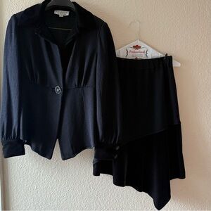 St John Evening by Marie Gray  Size 4 Black Skirt Suit Set Jacket & Skirt